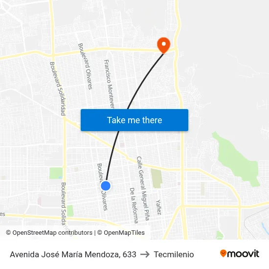 Avenida José María Mendoza, 633 to Tecmilenio map