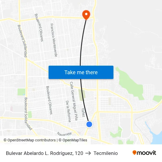 Bulevar Abelardo L. Rodríguez, 120 to Tecmilenio map