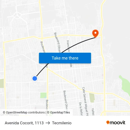 Avenida Cocorit, 1113 to Tecmilenio map