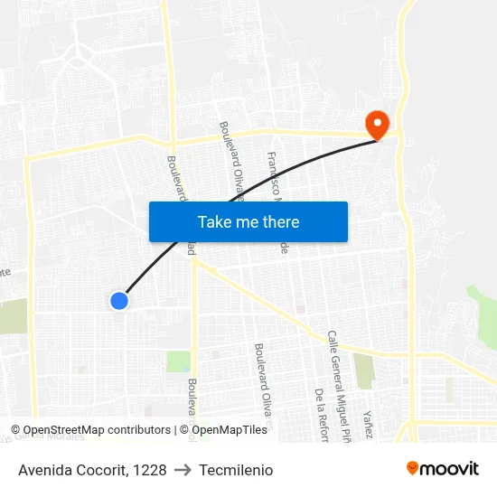 Avenida Cocorit, 1228 to Tecmilenio map