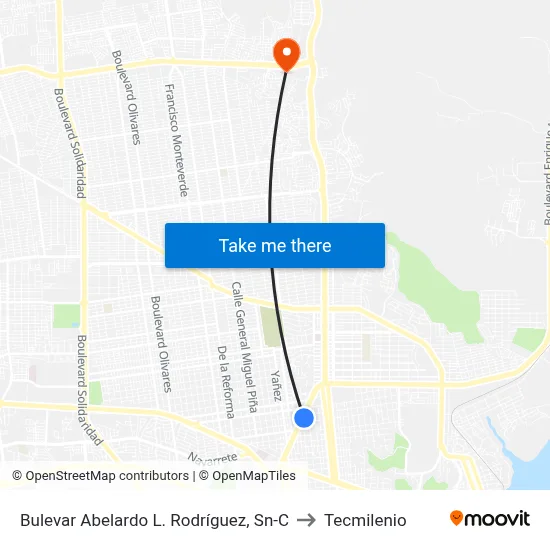 Bulevar Abelardo L. Rodríguez, Sn-C to Tecmilenio map