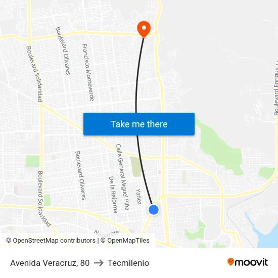 Avenida Veracruz, 80 to Tecmilenio map
