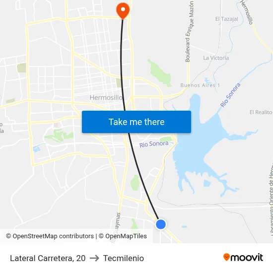 Lateral Carretera, 20 to Tecmilenio map