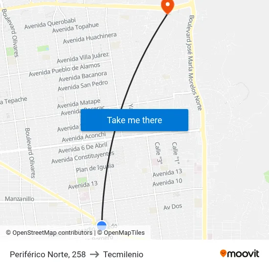 Periférico Norte, 258 to Tecmilenio map