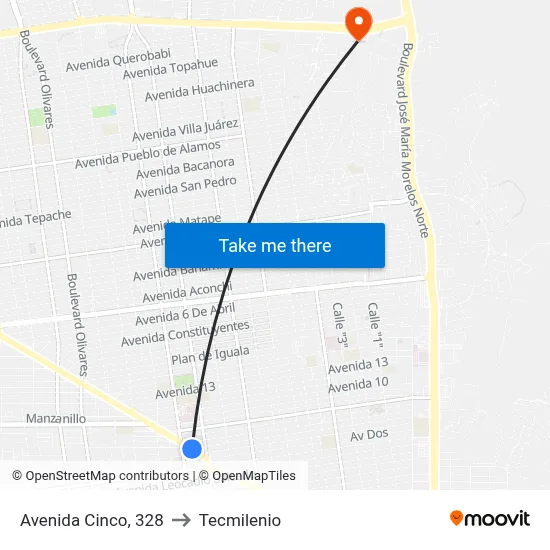 Avenida Cinco, 328 to Tecmilenio map