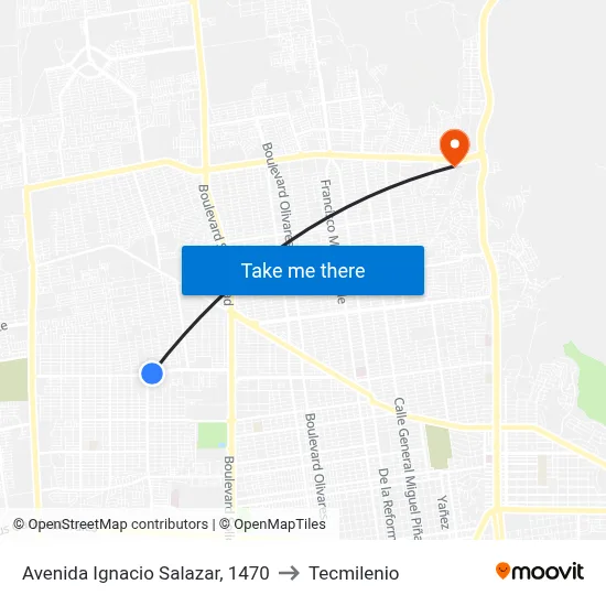 Avenida Ignacio Salazar, 1470 to Tecmilenio map