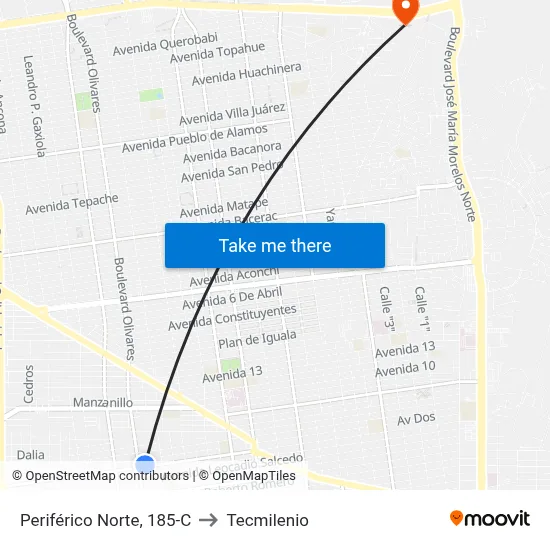 Periférico Norte, 185-C to Tecmilenio map