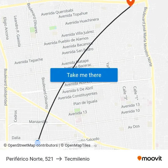 Periférico Norte, 521 to Tecmilenio map