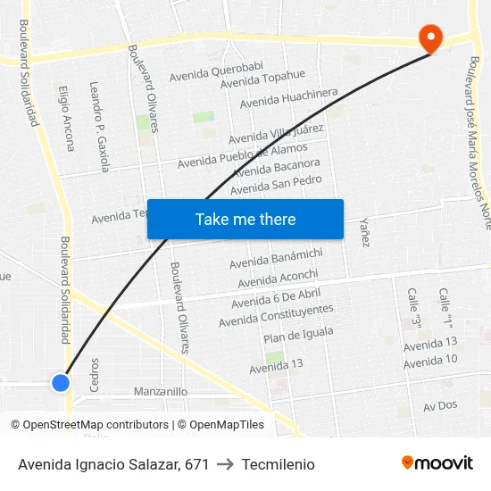 Avenida Ignacio Salazar, 671 to Tecmilenio map