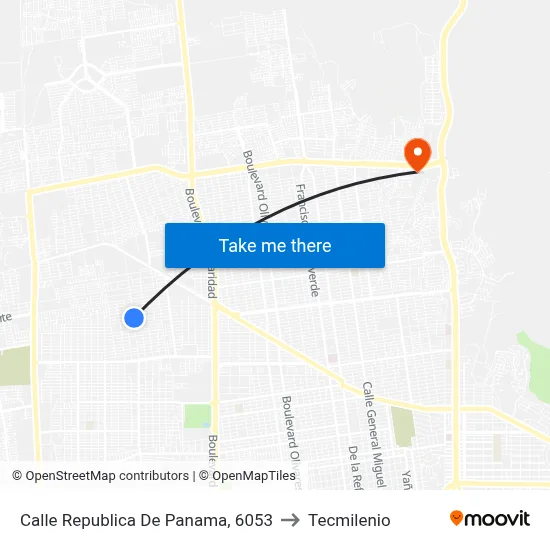Calle Republica De Panama, 6053 to Tecmilenio map