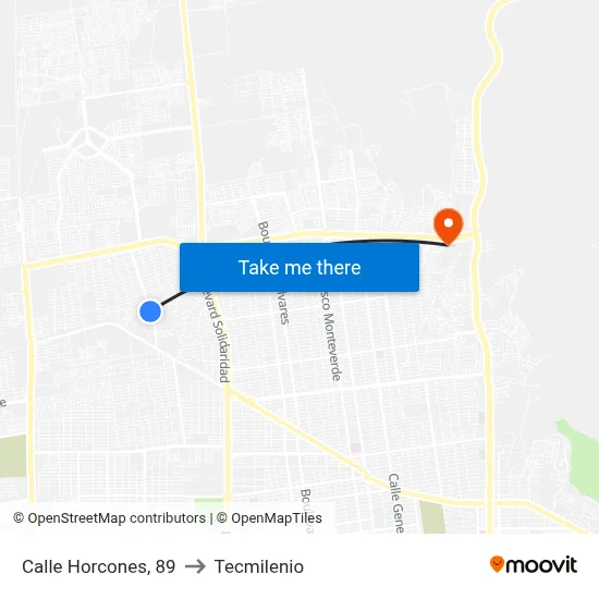 Calle Horcones, 89 to Tecmilenio map