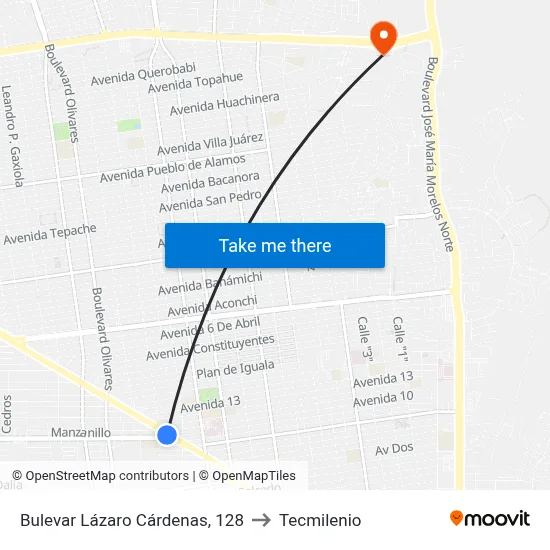 Bulevar Lázaro Cárdenas, 128 to Tecmilenio map