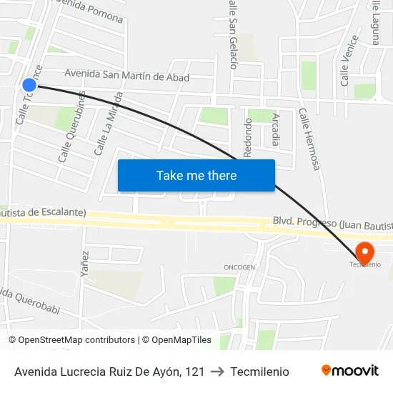 Avenida Lucrecia Ruiz De Ayón, 121 to Tecmilenio map