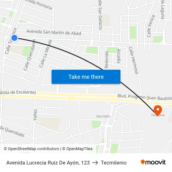 Avenida Lucrecia Ruiz De Ayón, 123 to Tecmilenio map