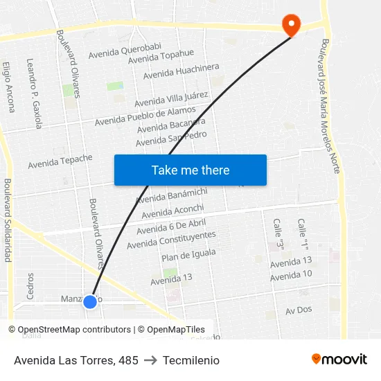 Avenida Las Torres, 485 to Tecmilenio map