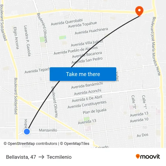 Bellavista, 47 to Tecmilenio map