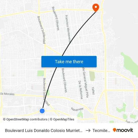 Boulevard Luis Donaldo Colosio Murrieta, 2079 to Tecmilenio map