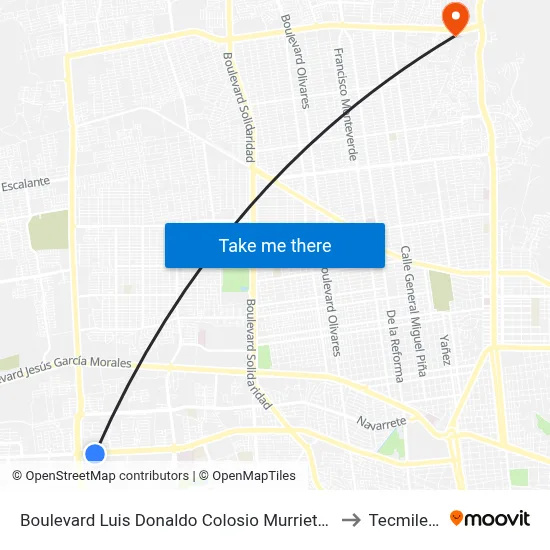 Boulevard Luis Donaldo Colosio Murrieta, 3036 to Tecmilenio map