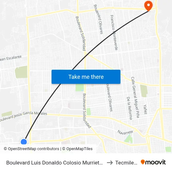 Boulevard Luis Donaldo Colosio Murrieta, 3449 to Tecmilenio map