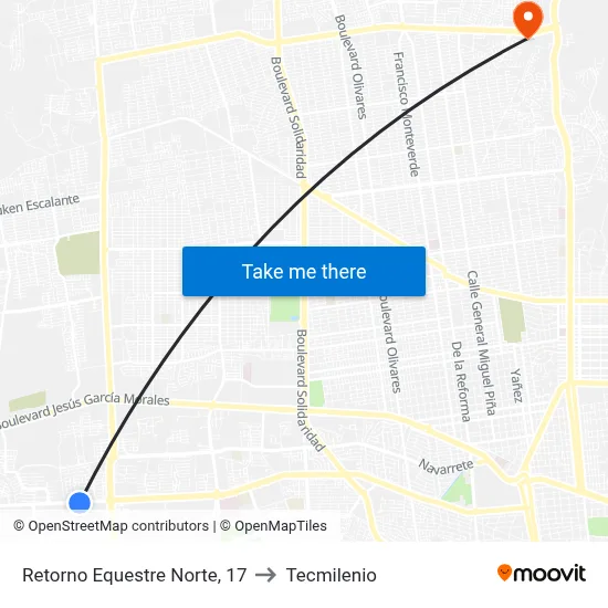 Retorno Equestre Norte, 17 to Tecmilenio map
