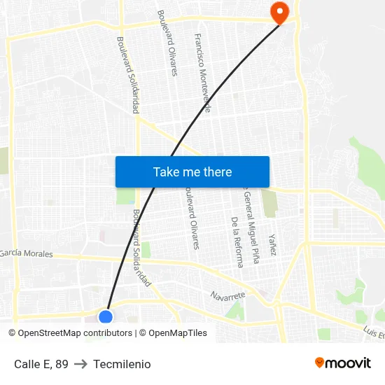 Calle E, 89 to Tecmilenio map
