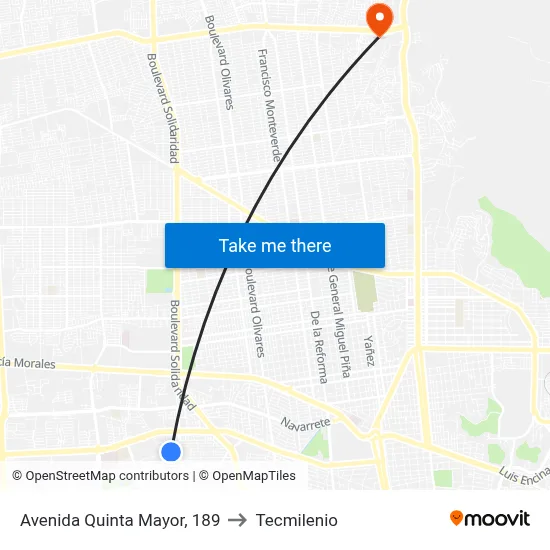 Avenida Quinta Mayor, 189 to Tecmilenio map