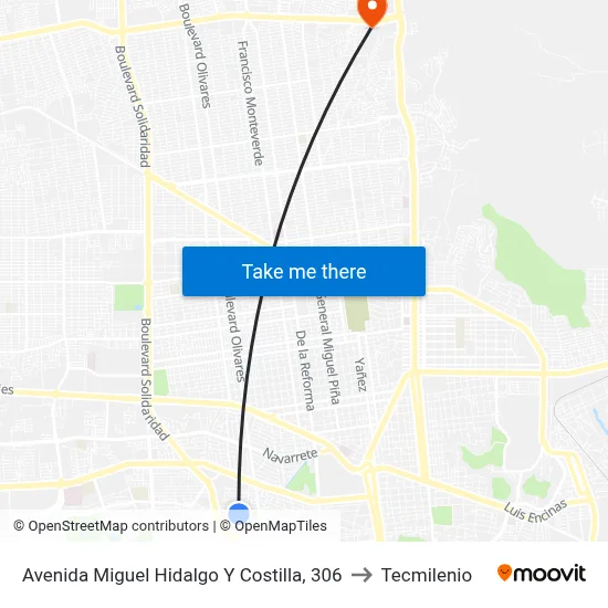 Avenida Miguel Hidalgo Y Costilla, 306 to Tecmilenio map