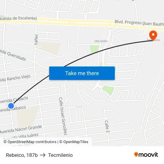 Rebeico, 187b to Tecmilenio map