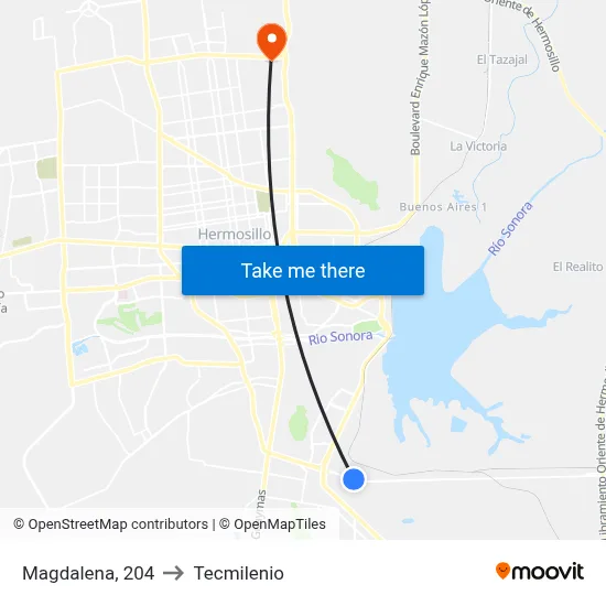 Magdalena, 204 to Tecmilenio map