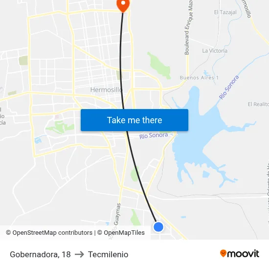 Gobernadora, 18 to Tecmilenio map