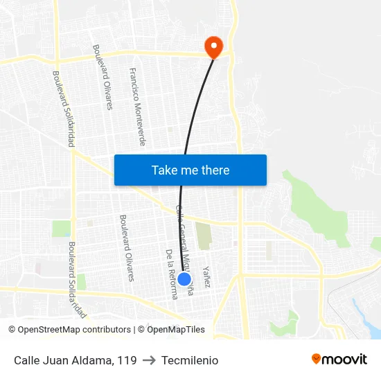 Calle Juan Aldama, 119 to Tecmilenio map