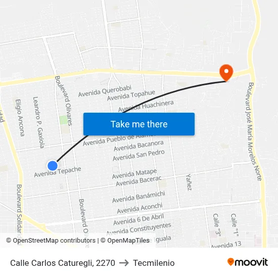 Calle Carlos Caturegli, 2270 to Tecmilenio map