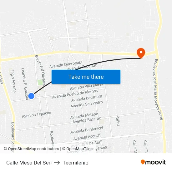 Calle Mesa Del Seri to Tecmilenio map