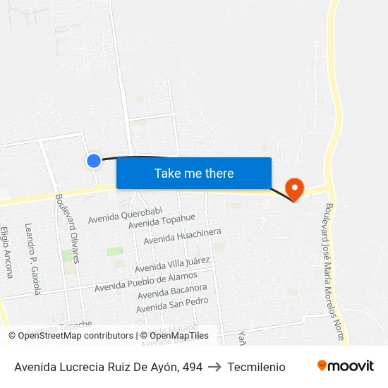 Avenida Lucrecia Ruiz De Ayón, 494 to Tecmilenio map