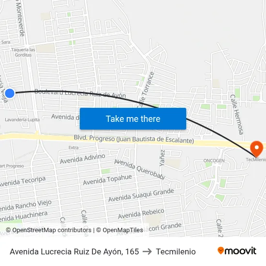 Avenida Lucrecia Ruiz De Ayón, 165 to Tecmilenio map