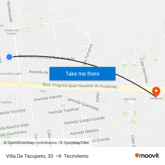 Villa De Tacupeto, 30 to Tecmilenio map