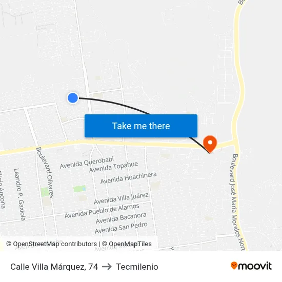 Calle Villa Márquez, 74 to Tecmilenio map