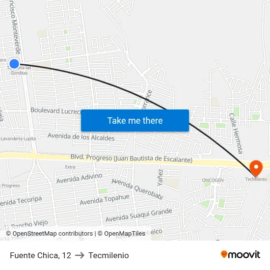 Fuente Chica, 12 to Tecmilenio map