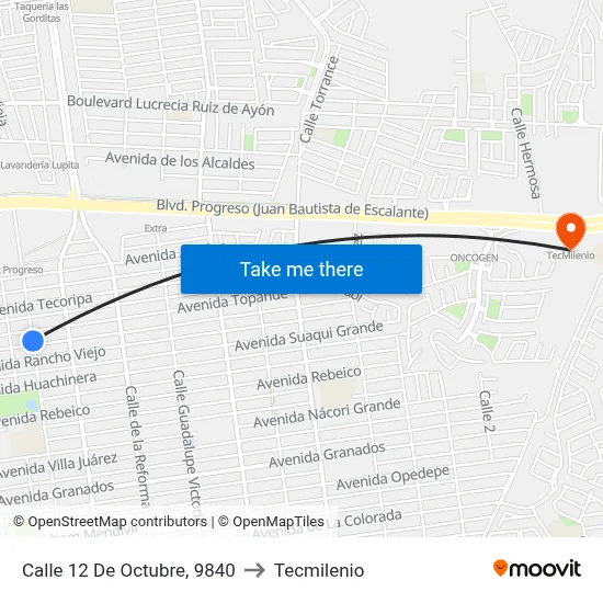 Calle 12 De Octubre, 9840 to Tecmilenio map