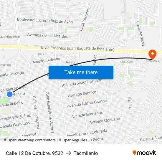 Calle 12 De Octubre, 9532 to Tecmilenio map