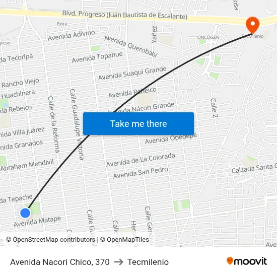 Avenida Nacori Chico, 370 to Tecmilenio map