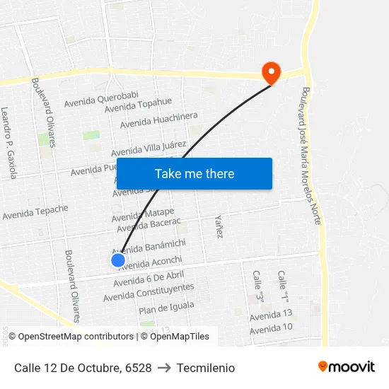 Calle 12 De Octubre, 6528 to Tecmilenio map