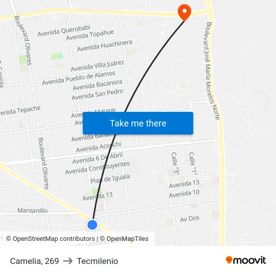 Camelia, 269 to Tecmilenio map