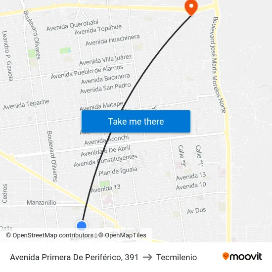Avenida Primera De Periférico, 391 to Tecmilenio map