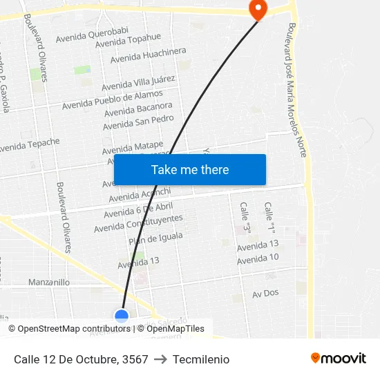 Calle 12 De Octubre, 3567 to Tecmilenio map
