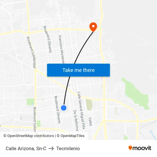 Calle Arizona, Sn-C to Tecmilenio map