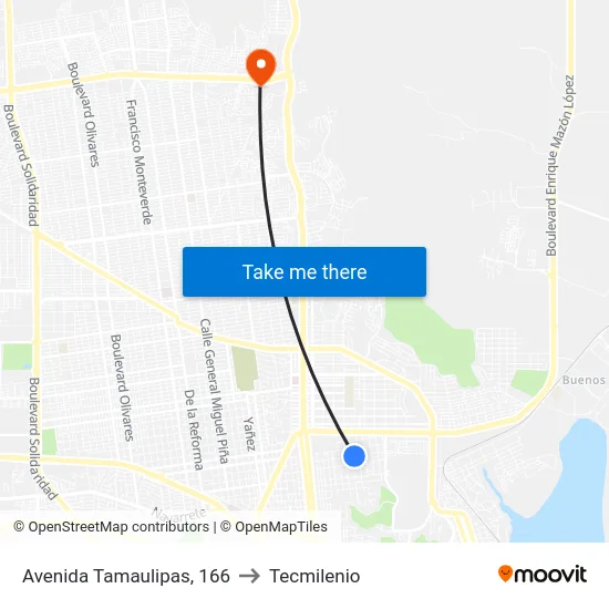Avenida Tamaulipas, 166 to Tecmilenio map