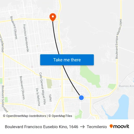 Boulevard Francisco Eusebio Kino, 1646 to Tecmilenio map