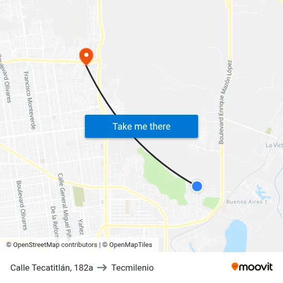 Calle Tecatitlán, 182a to Tecmilenio map
