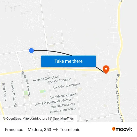 Francisco I. Madero, 353 to Tecmilenio map